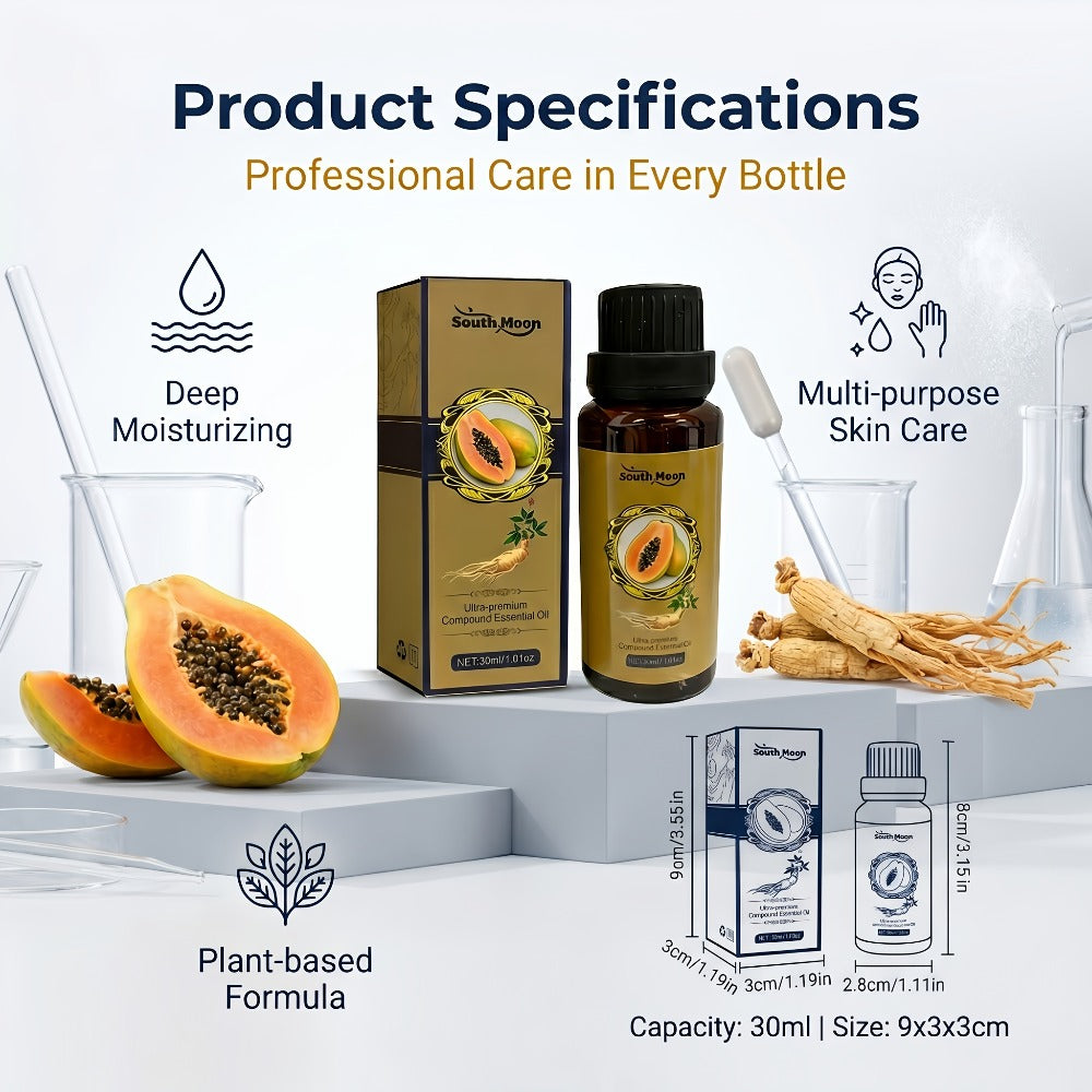 Papaya and Ginseng Body Oil Blend in a Compact 30ml Amber Dropper Bottle with Presentation Box — image 6
