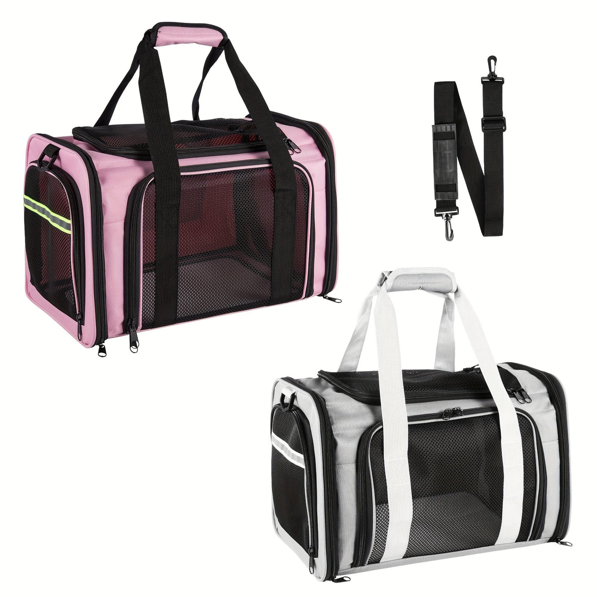Compact Soft-Sided Pet Carrier with Mesh Panels, Shoulder Strap and Four Pink, Black or Grey Options — image 1