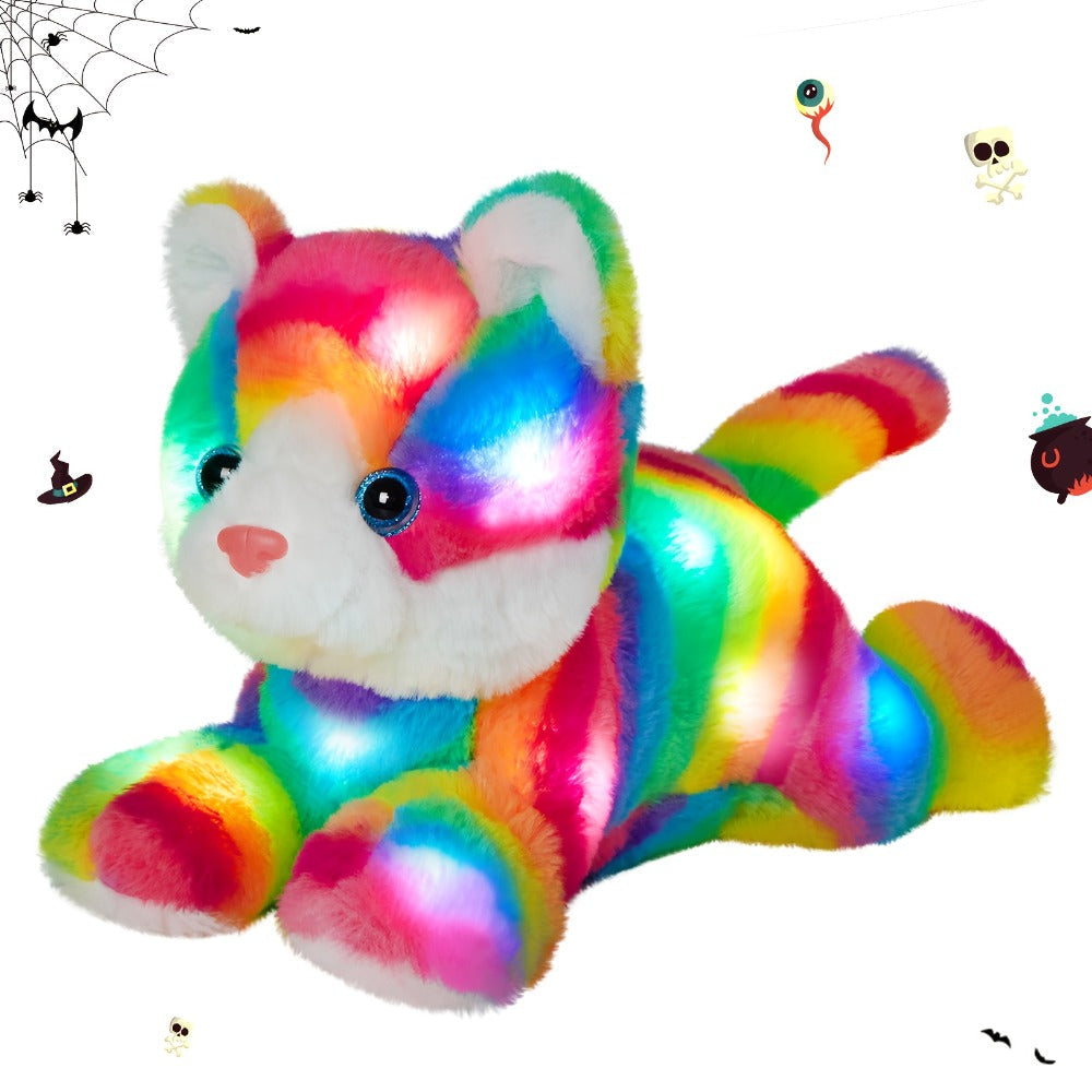 Plush Toy Rainbow Cat with LED Glow and Optional Music for Colorful Kawaii Room Display and Gifting — image 6