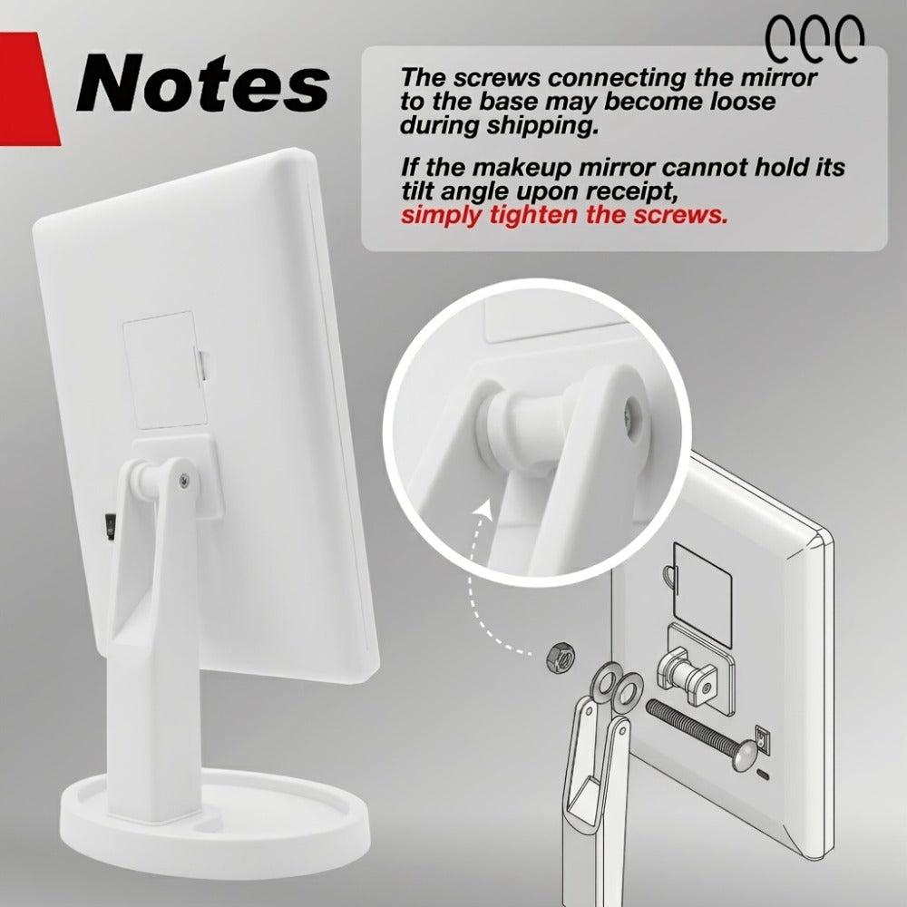 Vanity Mirror with Lights Tri-Fold 21 LED Lighted Makeup Mirror Touch Control 1X 2X 3X 10X Magnification 360 Rotation Dual Po