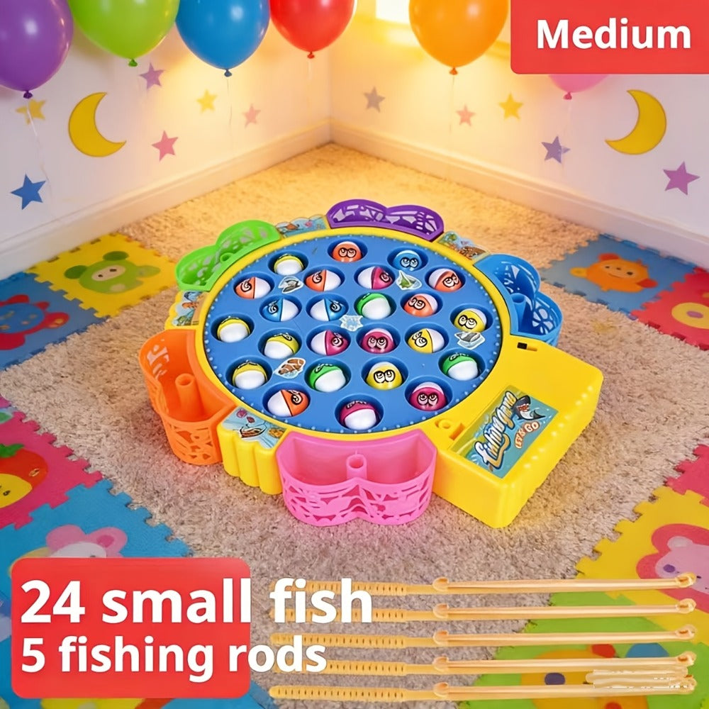 Electric Musical Fishing Game Toy for Kids, Rotating Fishing Board with Colorful Fish, Lights & Music — image 5