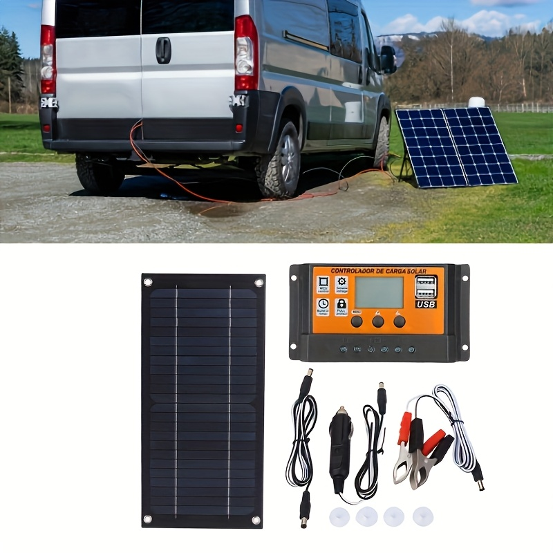 Solar Panel Kit Monocrystalline High Efficiency with 100A Charge Controller Extension Cable Battery Clip Complete Off-Grid Sy