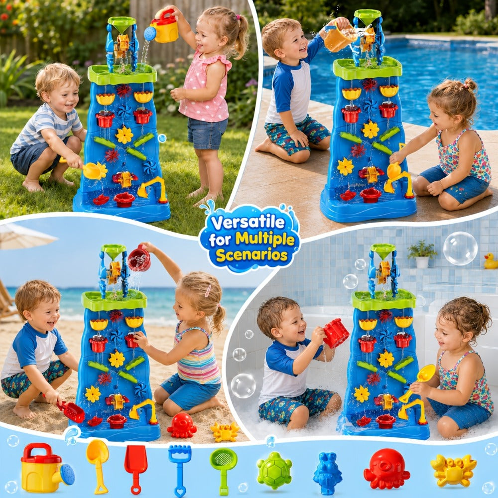Water Play Table for Kids Double-Sided Waterfall & Beach Sand Zone, Outdoor Sensory Activity Toy for Toddlers Ages 3+ — image