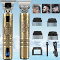 LED Hair Trimmer for Men – T-Blade USB Rechargeable 2000mAh, Vintage Dragon & Mustache Design, 4 Guide Combs, Cordless Precis