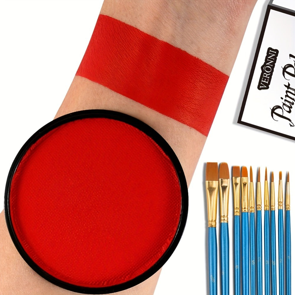 Water Activated Face Paint Kit 6 Colors with 10 Brushes, Water Based Face Body Paint Palette Black White Red — image 7