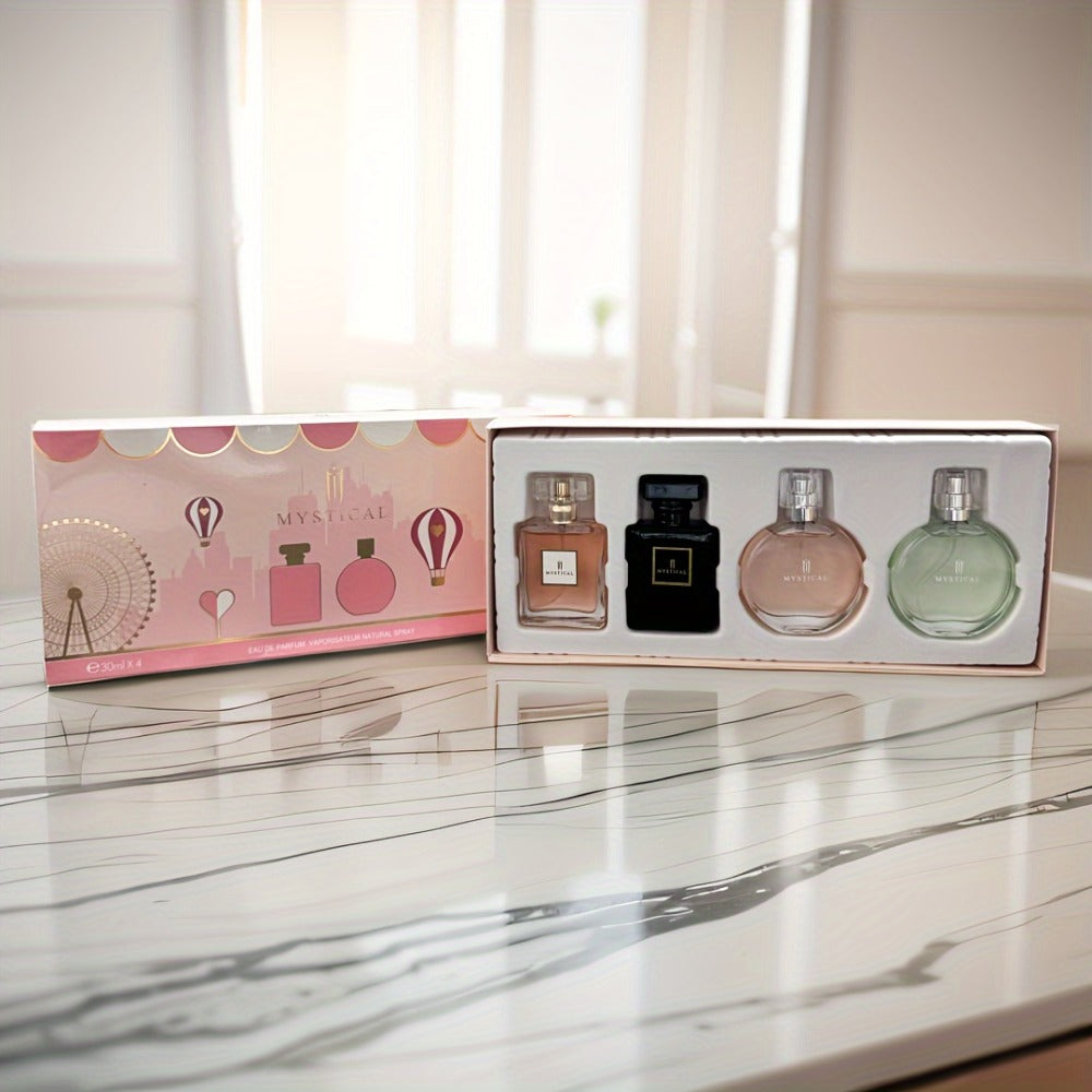 Perfume Gift Set for Women 4 Pieces – Mini Travel Fragrance Set Long Lasting, Unisex Cologne Spray Portable Gift Box for Moth