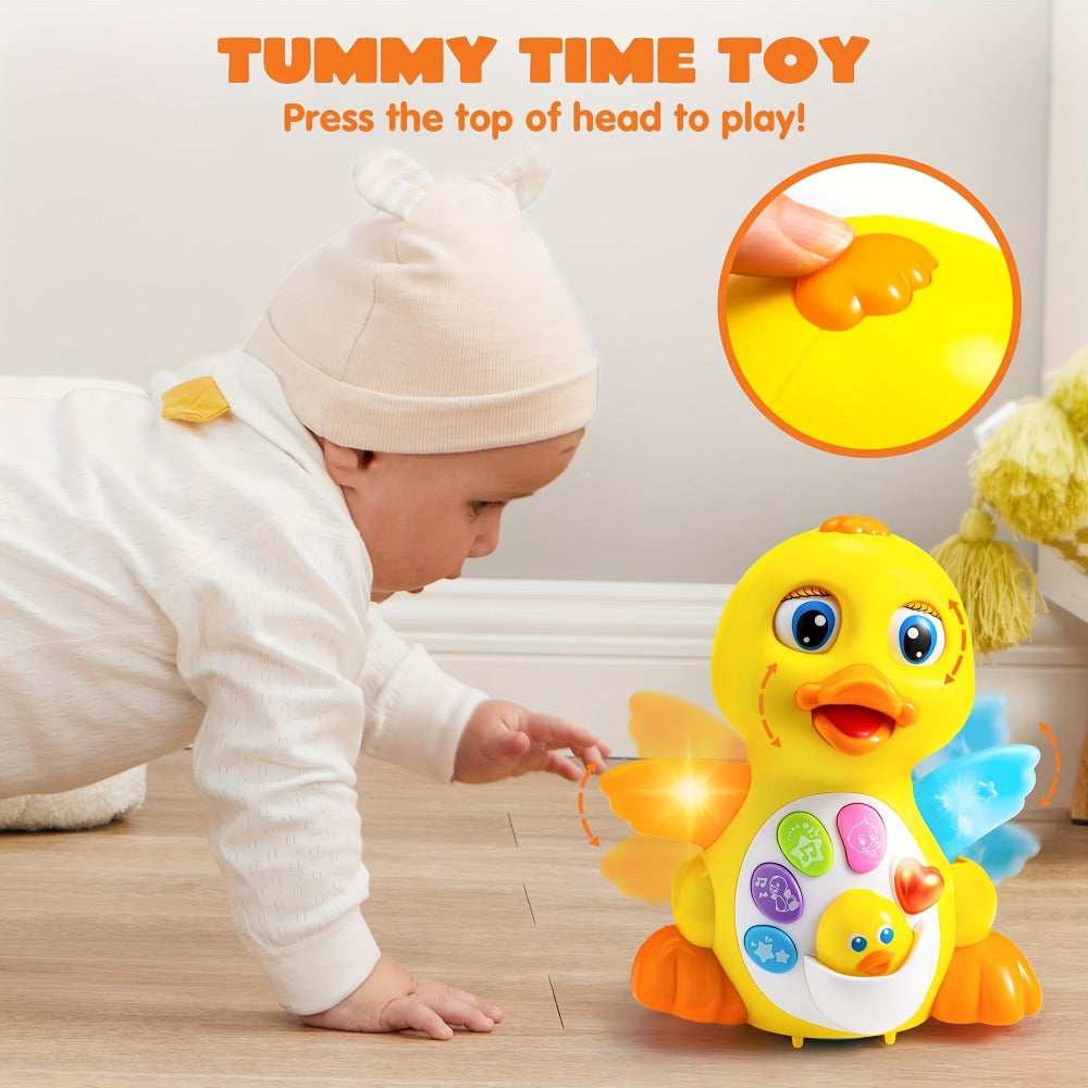 Musical Walking Duck Toy with Five Front Buttons, Flashing Wings and Rotating Wheel Base Pictured — image 7