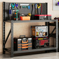 Four-Tier Metal Garage Storage Shelf with Wide Workbench Top and Lower Tool Organizer Space — image 1