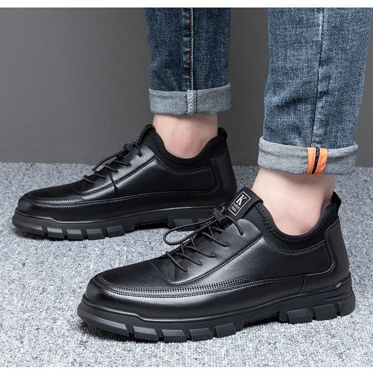 Men's Black Formal Leather Shoes - Business Casual Soft Upper Dress Shoes