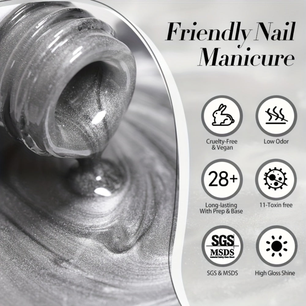 10ml BORN PRETTY MY78 Cat Eye Gel Polish in Smoky Ash Gray with Magnetic Tool and UV/LED Curing Label — image 10