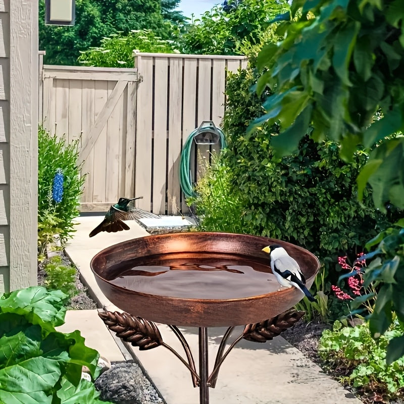 Garden Bird Station Options with 87.99-Inch Four-Hook Pole, Round Feeder or Leaf-Accent Bath — image 9