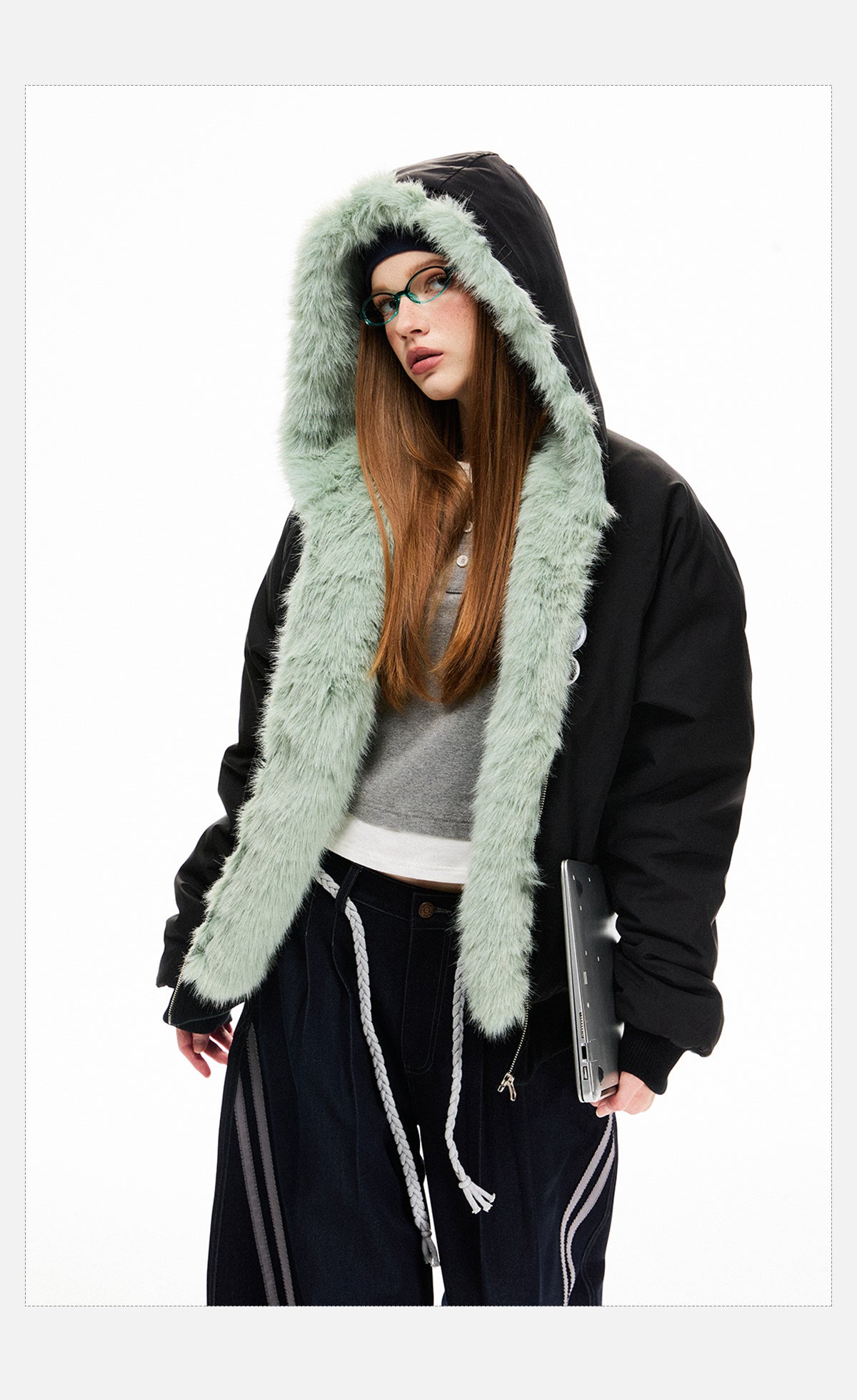Loose Fleece-lined Warm Parka Cotton Jacket Top Coat For Women