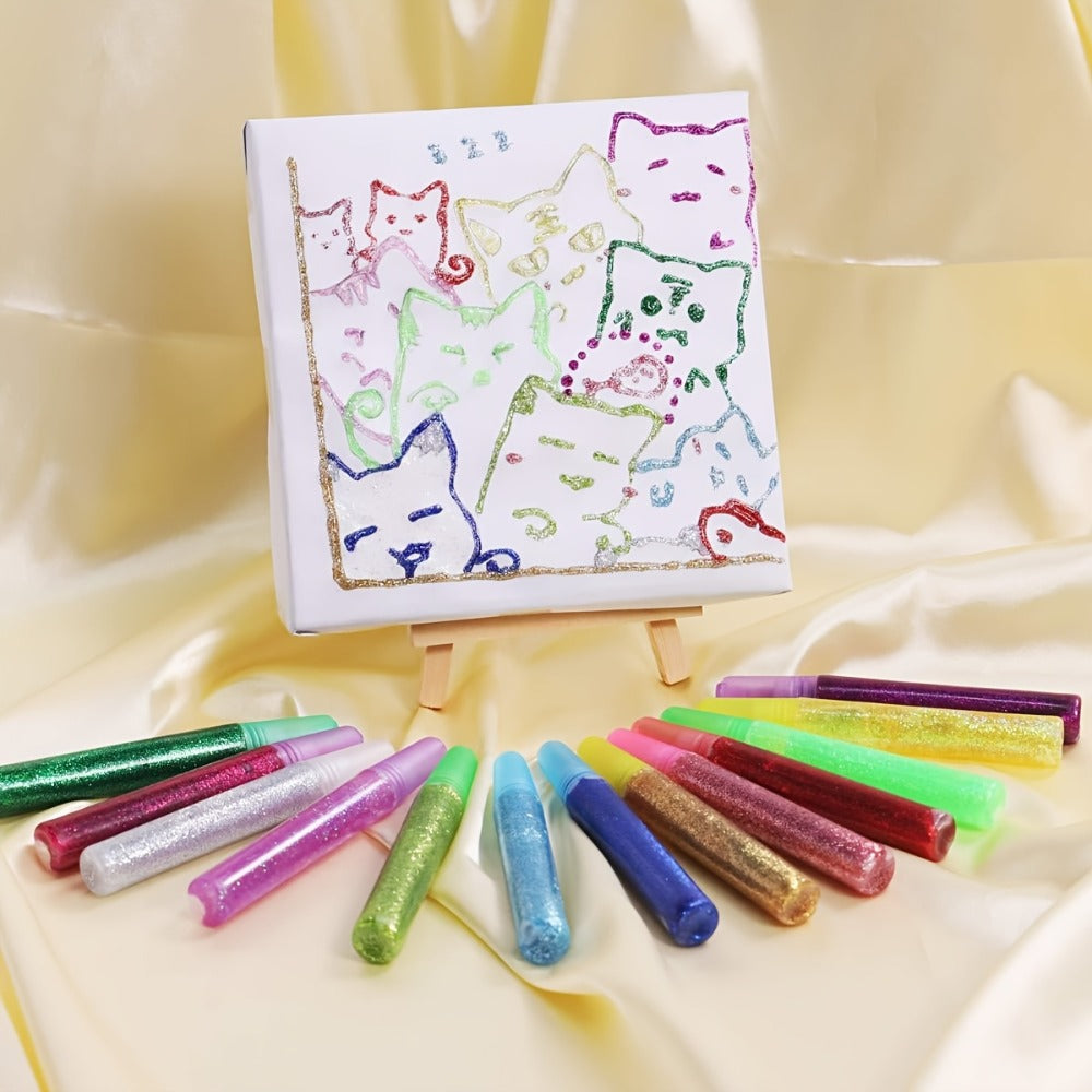 Glitter Glue Pens 30 Count Sparkle Set for Kids, 15 Colors Extra Fine Gel Glue for Arts Crafts Scrapbooking Slime School Proj
