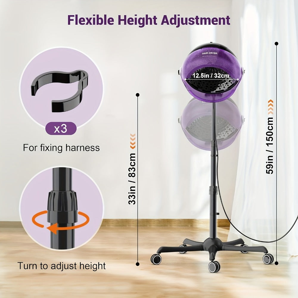 Ionic Floor-Standing Hooded Hair Dryer 1875W, Adjustable Height Professional Salon Hood Dryer for Deep — image 22