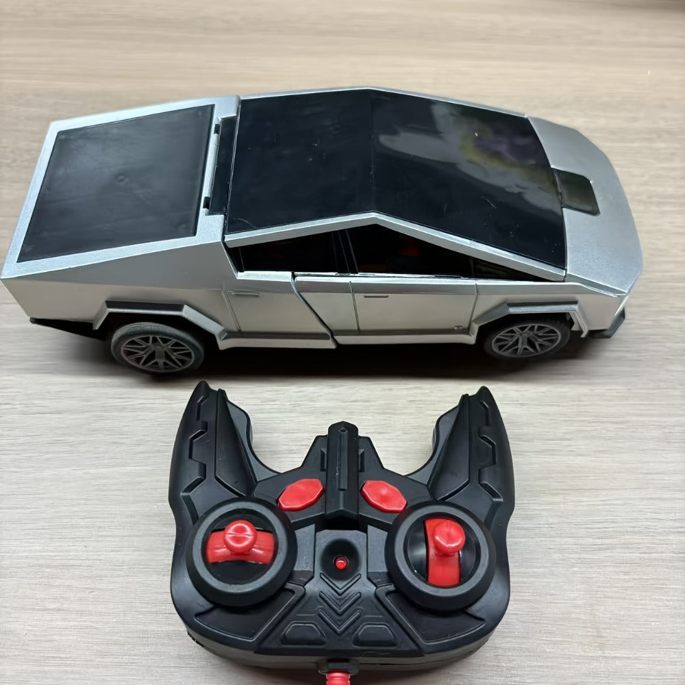 Remote Control Car, Spider-Man Pattern 1:18 Transforming Robot Vehicle with One-Button Change, LED Lights and Three Colors — 