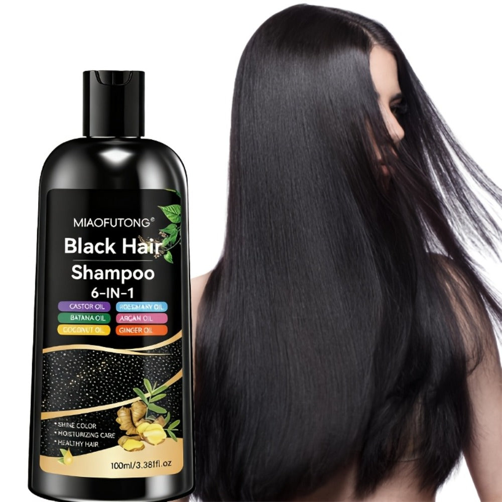 Hair Color Shampoo, MIAOFUTONG 6-in-1 100ml Black Color Bottle with a Single-Bottle Option — image 3