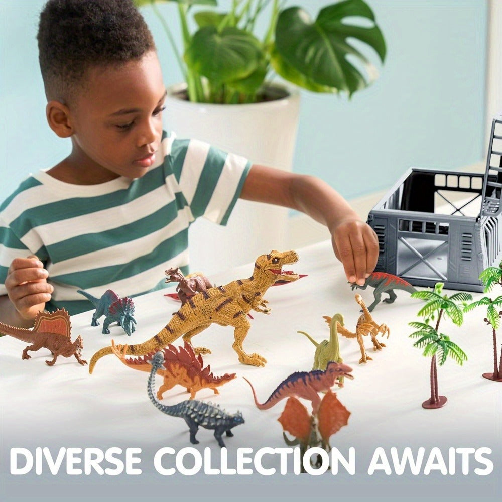 Dinosaur Toys for Kids 19pcs with Play Mat & Storage Cage, Realistic Dinosaur Figures Playset for Boys Girls Ages 3+ — image 