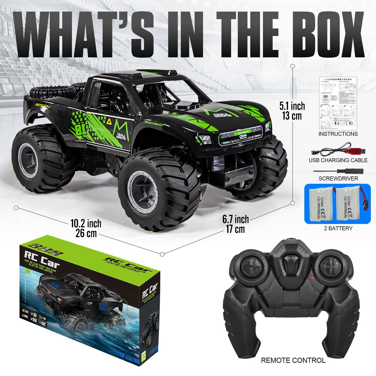 RC Monster Truck or Pickup 1:16 Scale in Five Body and Color Styles with 4WD Layout and Two Rechargeable Batteries — image 24