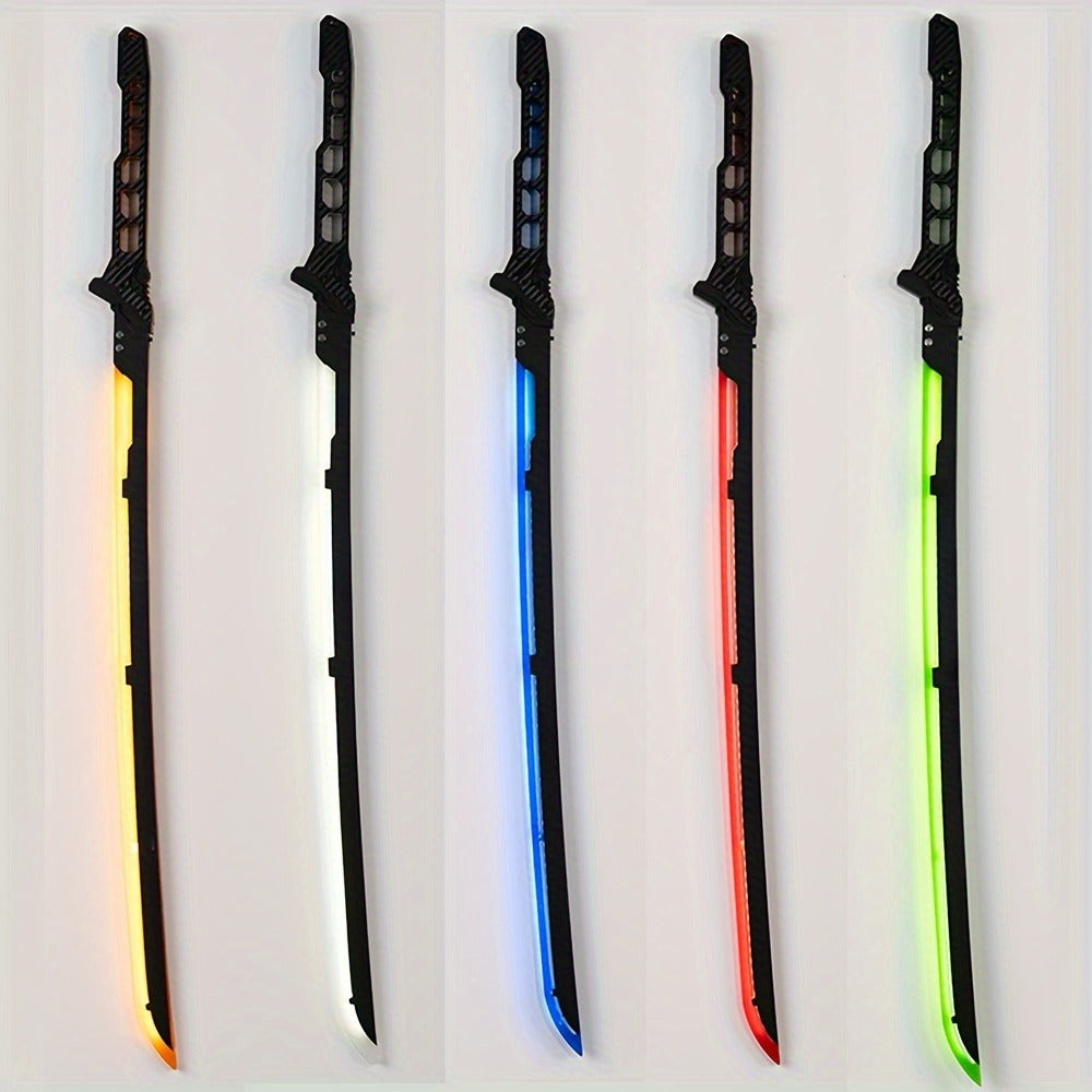LED Samurai Sword Cyberpunk Glowing Katana 80cm, Acrylic Light-Up Blade for Halloween Costume Party Cosplay Sci-Fi Anime Prop
