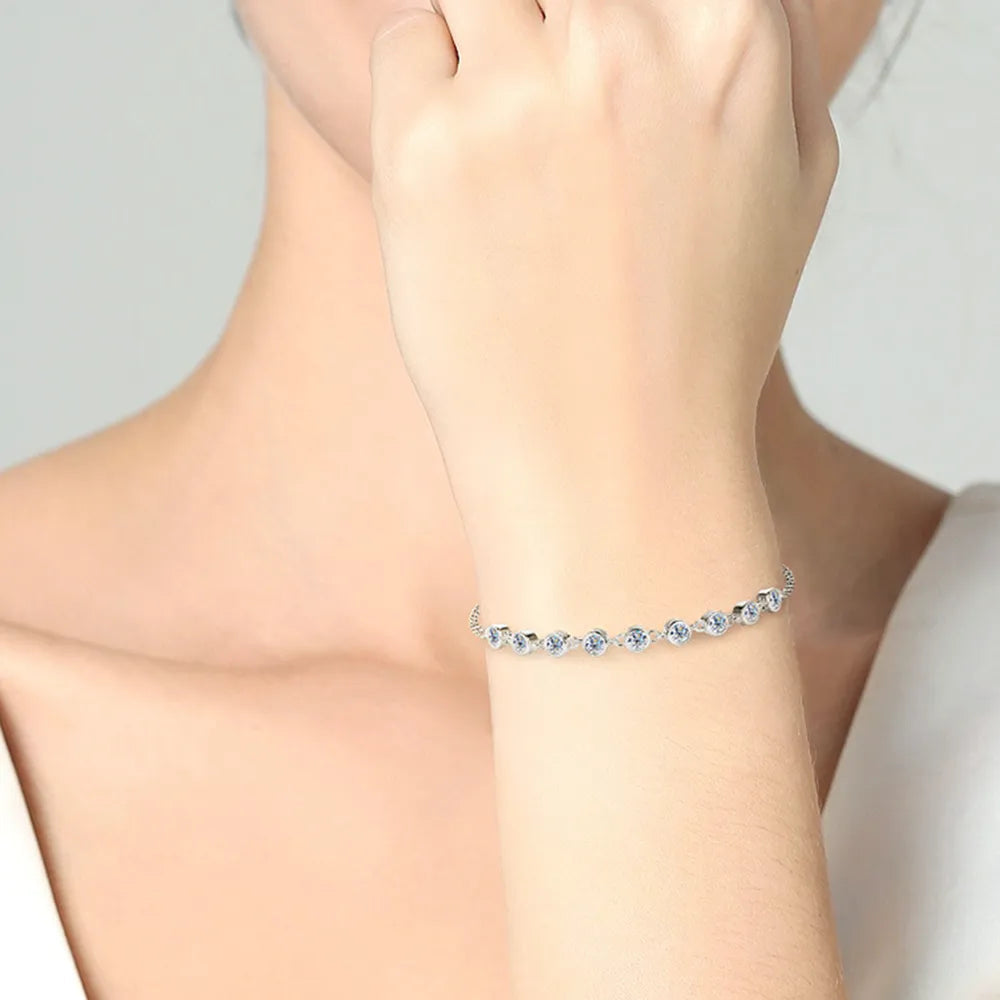 Inlaid Moissanite 925 Sterling Silver Bracelet - V.I.P Digital Presence