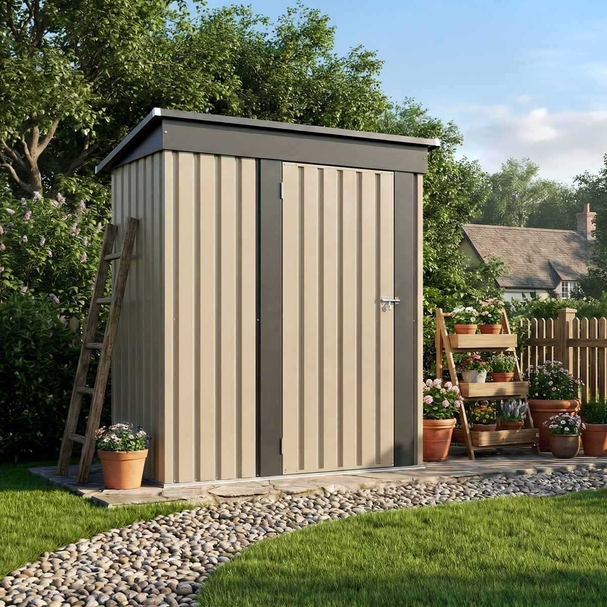 Garden Storage Shed, Metal Lockable Tool Backyard Compact for Garden, Patio and Yard Use, with the Listed Configuration — ima