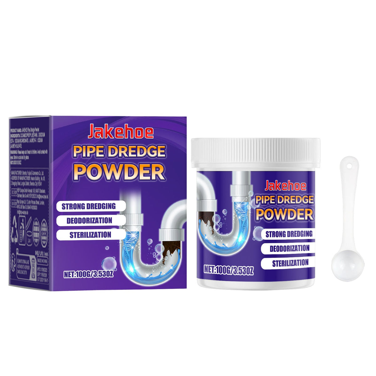 JAKEHOE Pipe Dredge Powder, Household Kitchen And Bathroom Drain Water Clogging Dredging Deodorizing Pipe Cleaning Powder