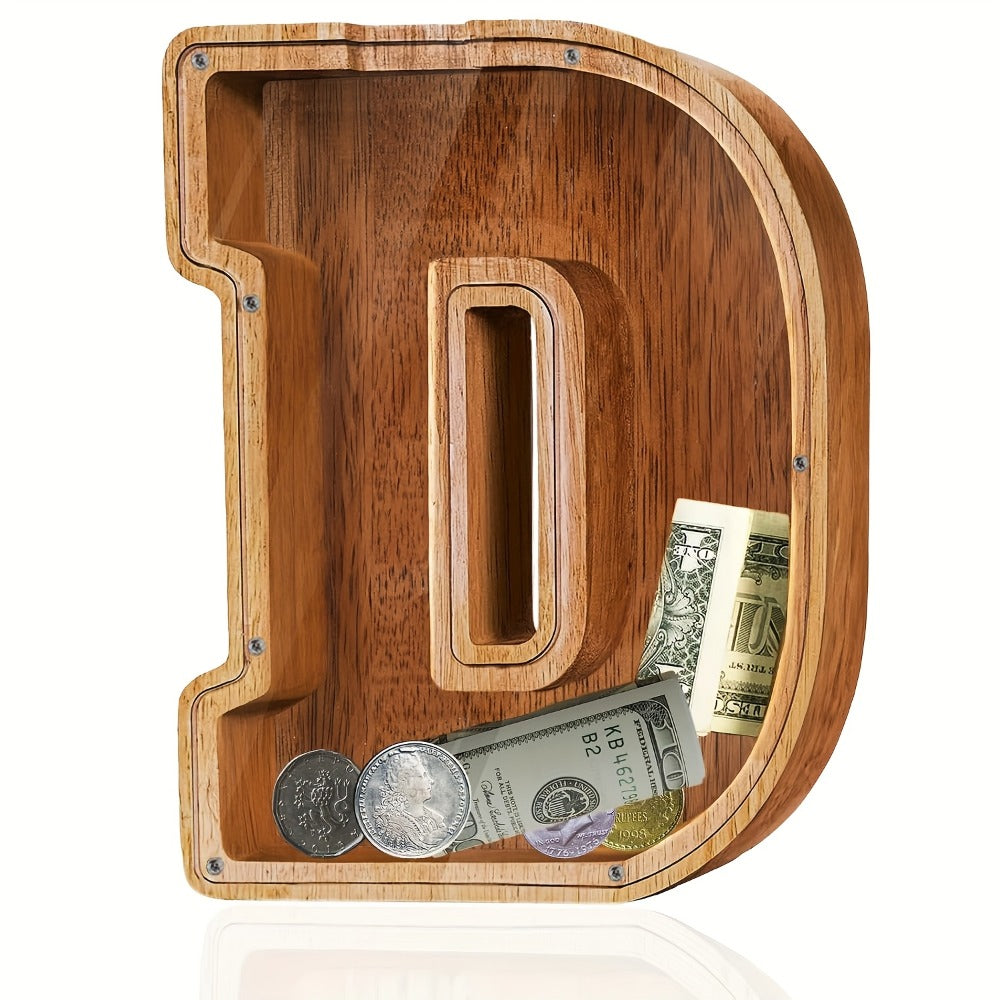 Personalized Wooden Piggy Bank for Kids – A-Z Alphabet Letter Initial Coin & Bill Savings Bank for Boys & Girls — image 10