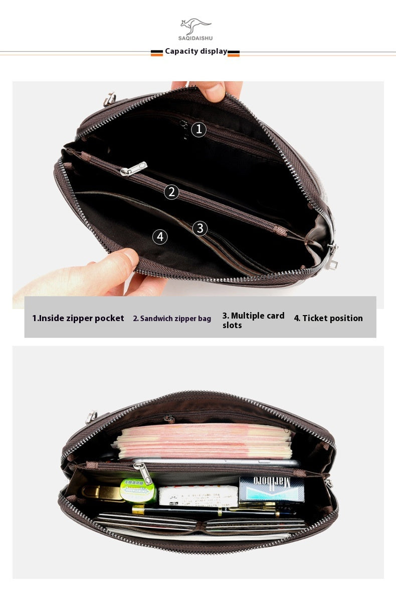 Men's Leather Clutch Anti-theft Password Lock