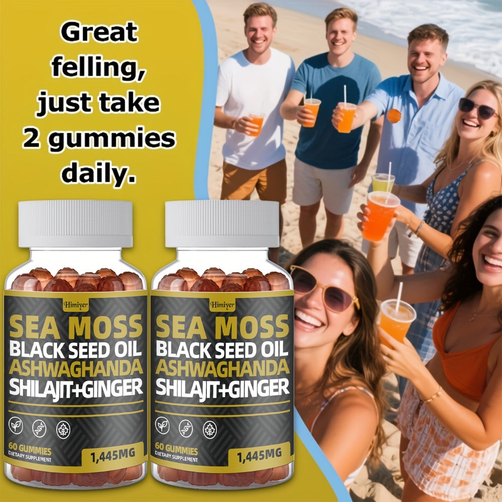 Sea Moss Gummies with Black Seed Oil, Ashwagandha, Shilajit, Elderberry, Chlorophyll, Turmeric & Bladderwrack — image 4