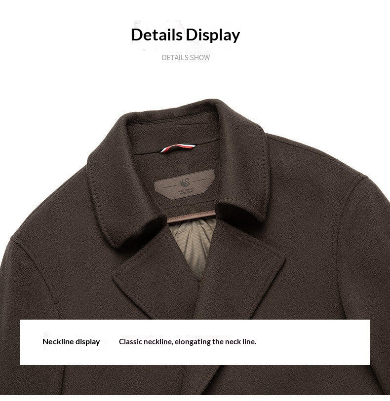 Arrival Long Double-Faced Wool Coat With Detachable Goose Down Lining And Double-Breasted Design
