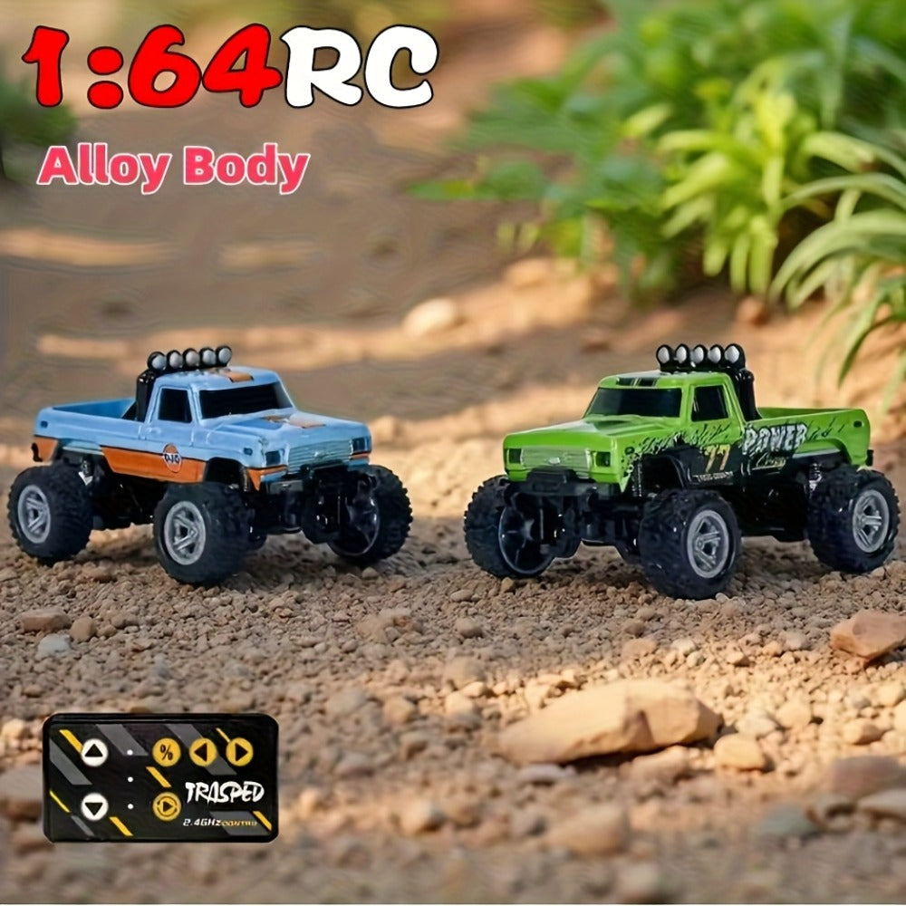 Remote Control Car, 1:64 Scale Alloy Mini Off-Road Truck with 2.4GHz Control, Shock Suspension, Running Lights and Five Color