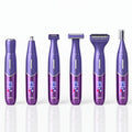 Six in One Bikini Trimmer and Electric Razor for Women and Men, Wet Dry Grooming Set in Purple — image 11
