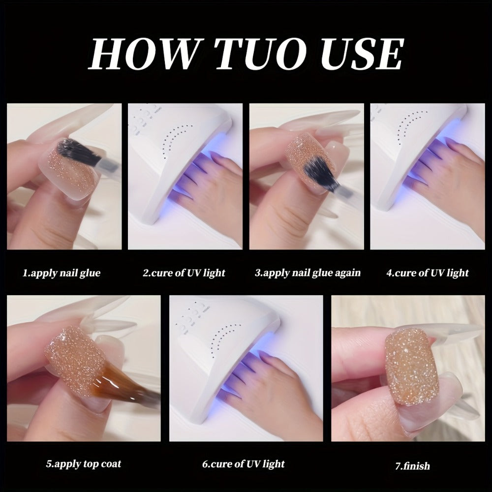 Gel Nail Polish 5-Color Pastel Diamond Glitter Set in Frame Bottles, Shades 140-144, with UV/LED Soak-Off Cure — image 10