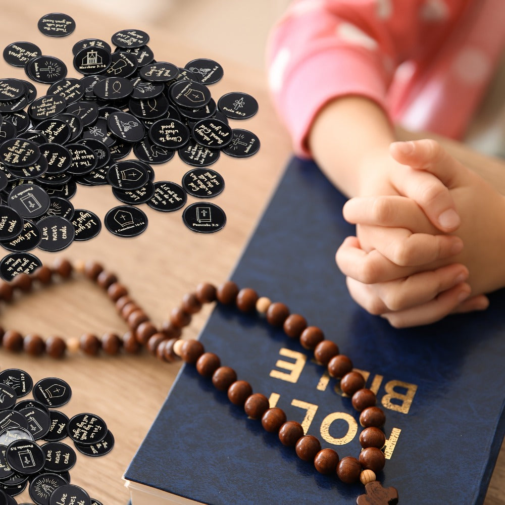 Party Favors Bible-Verse Coins, 120-Piece Black Token Set for Church and Faith-Themed Events — image 5
