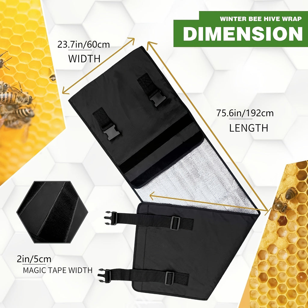 Black Beehive Winter Insulation Wrap with Adjustable Buckle Straps in 192 x 40 or 60 cm Sizes — image 3