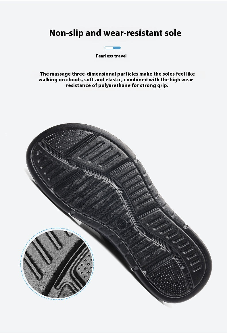 Men's Breathable Genuine Leather Beach Shoes Casual Soft Bottom Middle-aged And Elderly