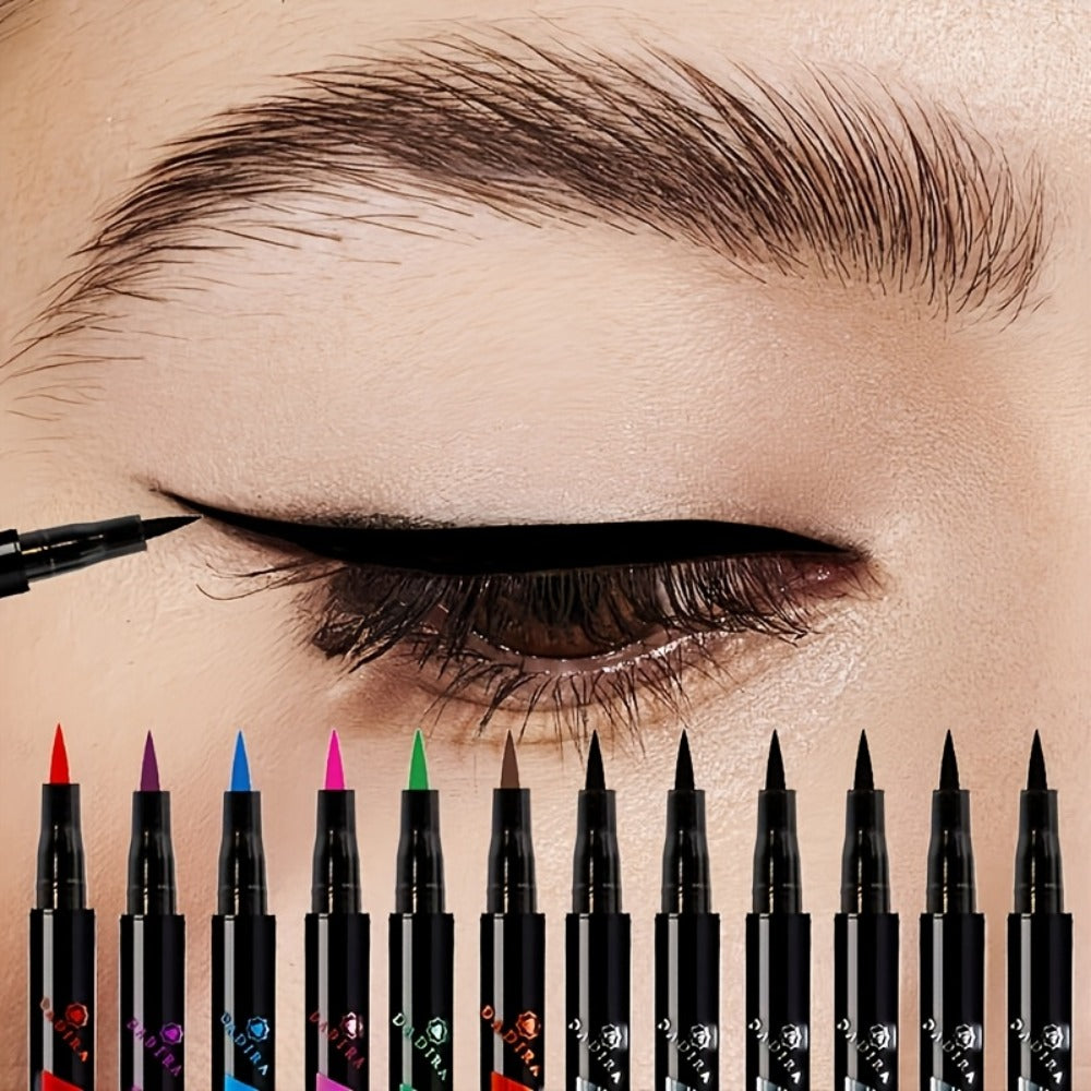 Fine-Tip Liquid Eyeliner Pen Set with Twelve Black and Bright Color Pens for Graphic Eye Looks — image 8