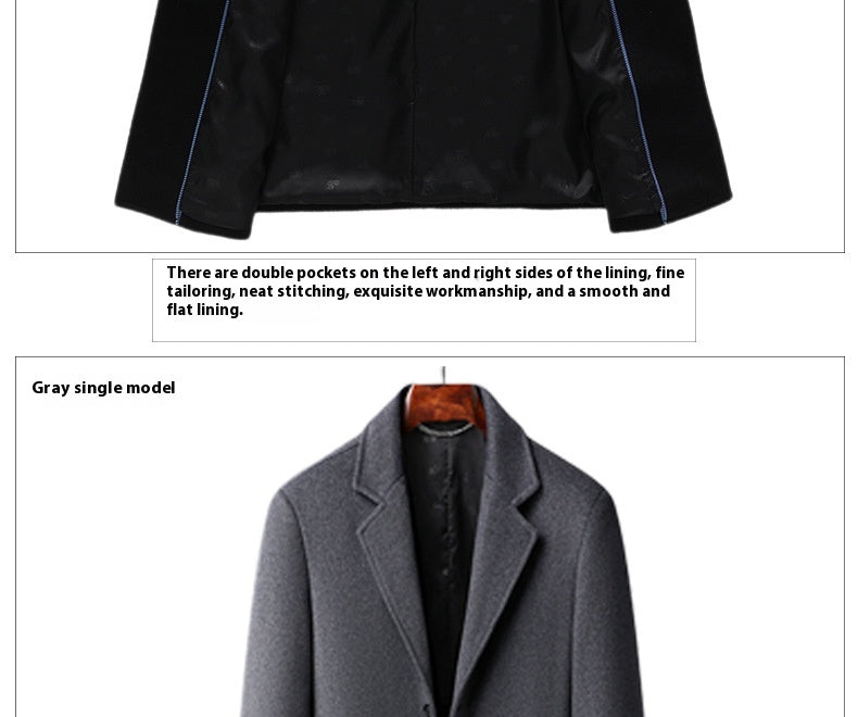 Men's Woolen Coat Business Casual Long