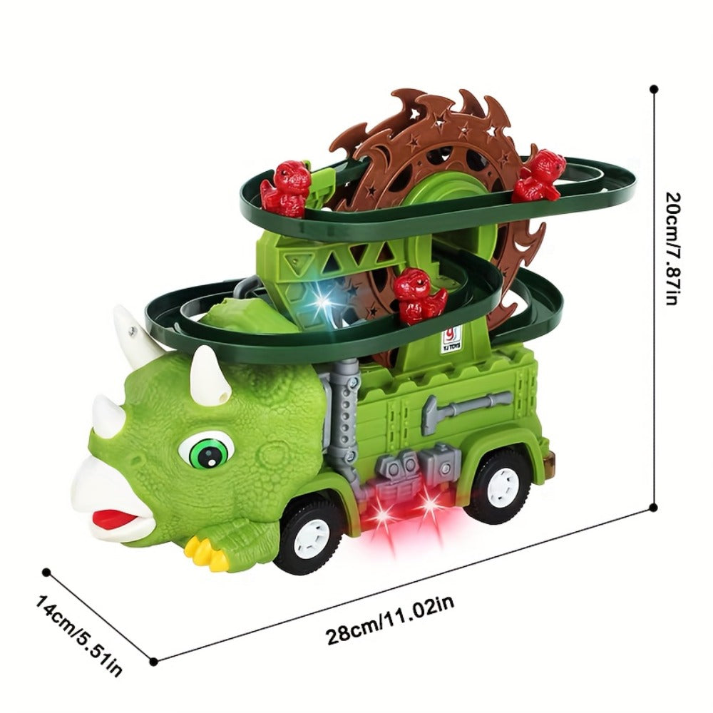 Toddler Dinosaur Track Set Orbital Triceratops Electric Stair Slide Roller Coaster Toy with Music and Lights — image 6