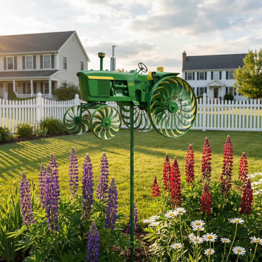 Garden Windmill Stake Tractor-Shaped | Rotating Wheels Pinwheel for Patio Yard Lawn Outdoor Sculpture Decor Gift — image 6