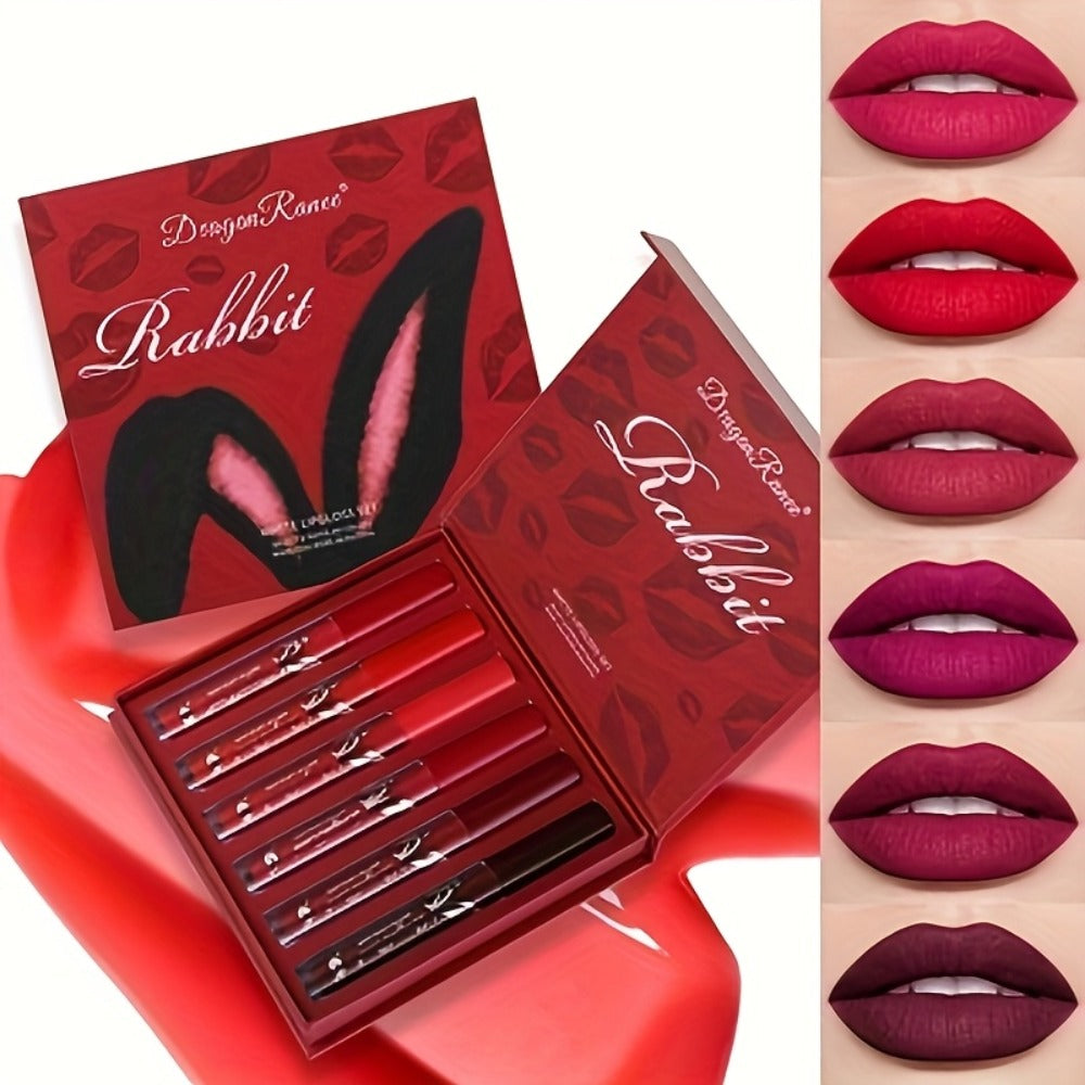 Red Lip Glaze Gift Set 6pcs in Elegant Box, Smudge-Proof Glazed Finish, Smooth Paste Formula — image 1
