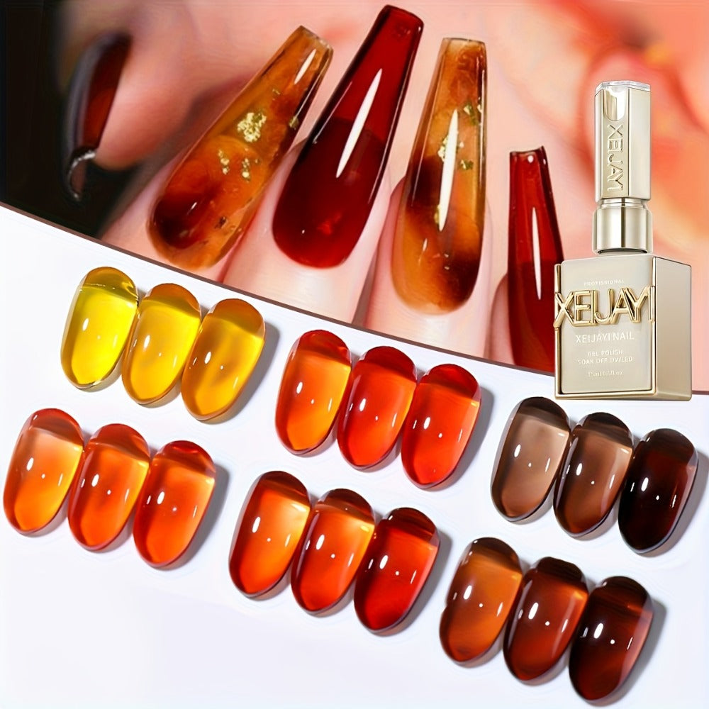 Gel Nail Polish Set with XEIJAYI Label, 6 Amber Aurora Magnetic Colors, 0.51oz Shades 101 to 138 — image 12