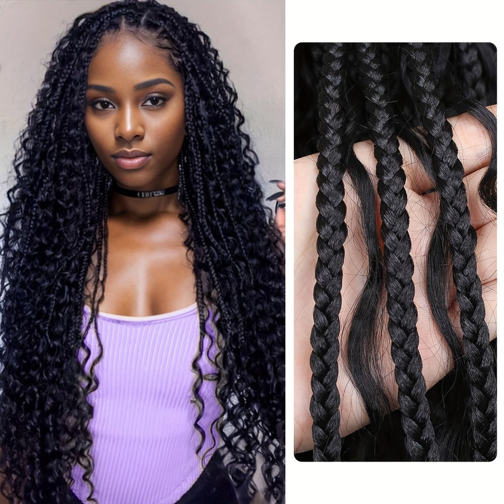 Extra-Long Black Box-Braid Wig with Curly Ends, Lace Cap and 48-Inch Checkout Length for Styling — image 6