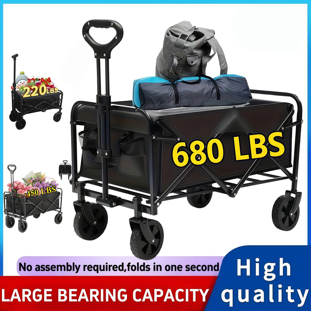 Folding Wagon, Garden Cart Beach Wagon Camping Utility Outdoor Cart for Garden, Patio and Yard Use — image 1