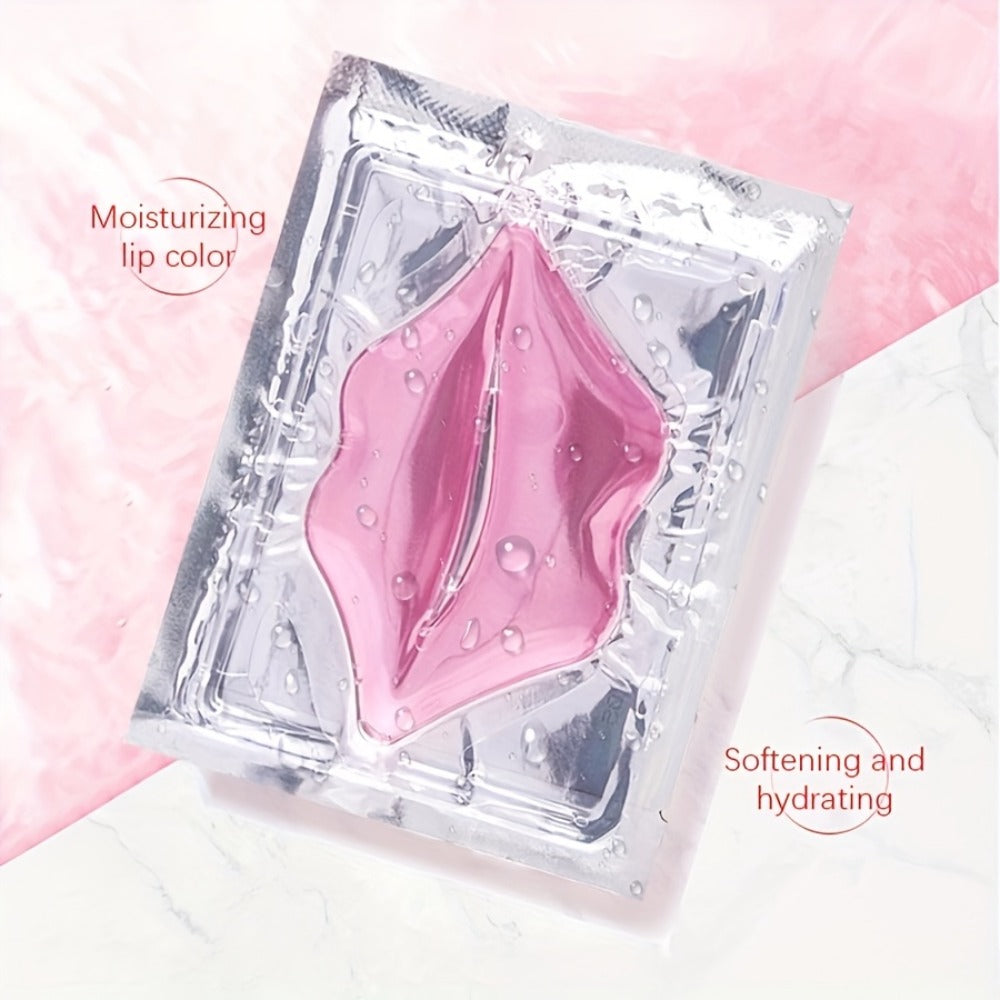 Fifteen Individually Wrapped Pink Lip-Shaped Gel Patches in Clear Rectangular Sachets with 15-Piece Count — image 3