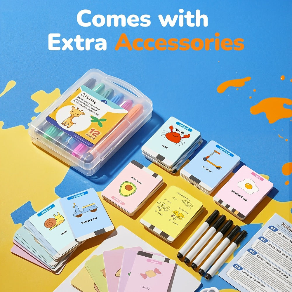 Drawing Robot for Kids Ages 3-8, Rechargeable 4-in-1 Interactive Learning Machine with 100 Drawing Cards & Color Pens — image
