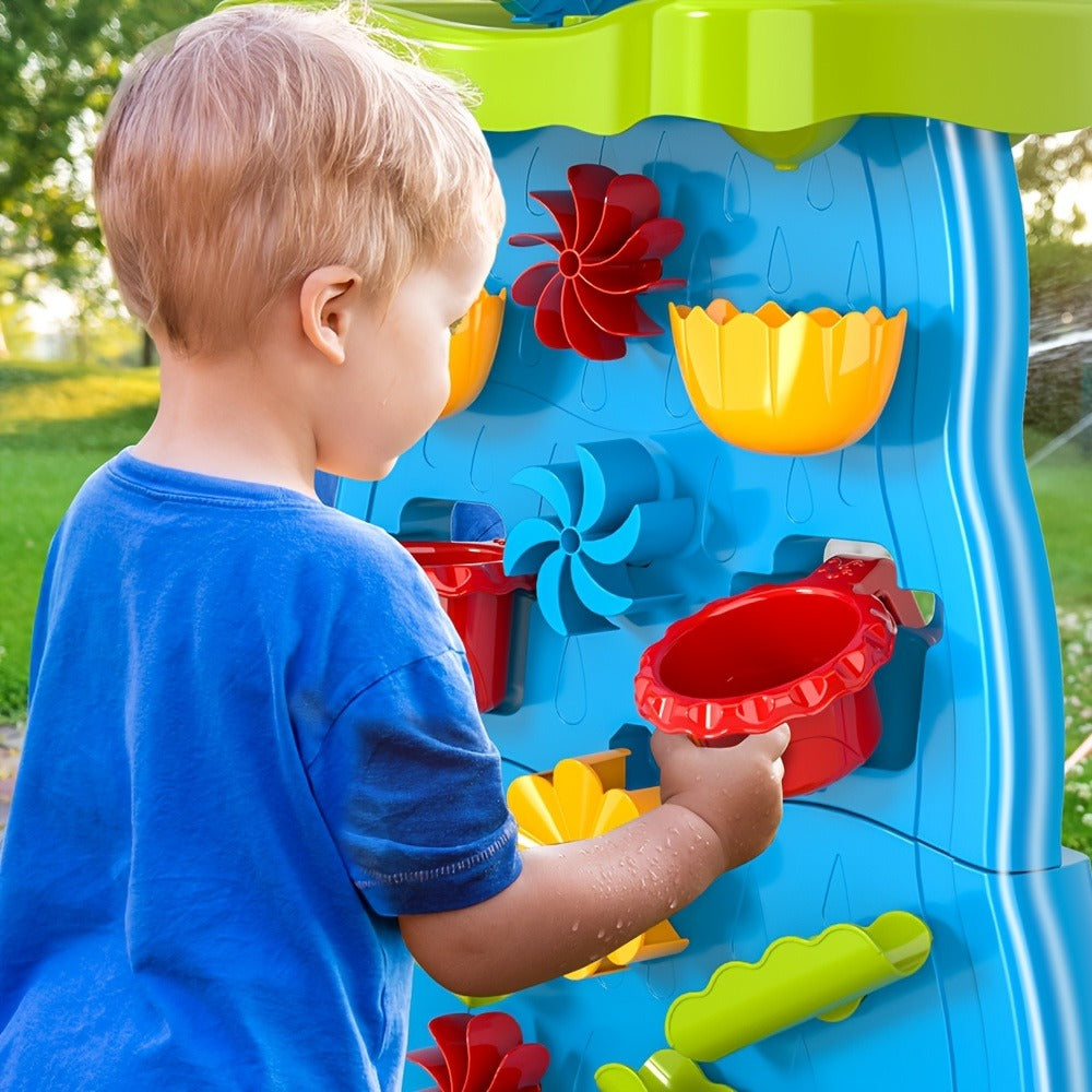Water Play Table for Kids Double-Sided Waterfall & Beach Sand Zone, Outdoor Sensory Activity Toy for Toddlers Ages 3+ — image