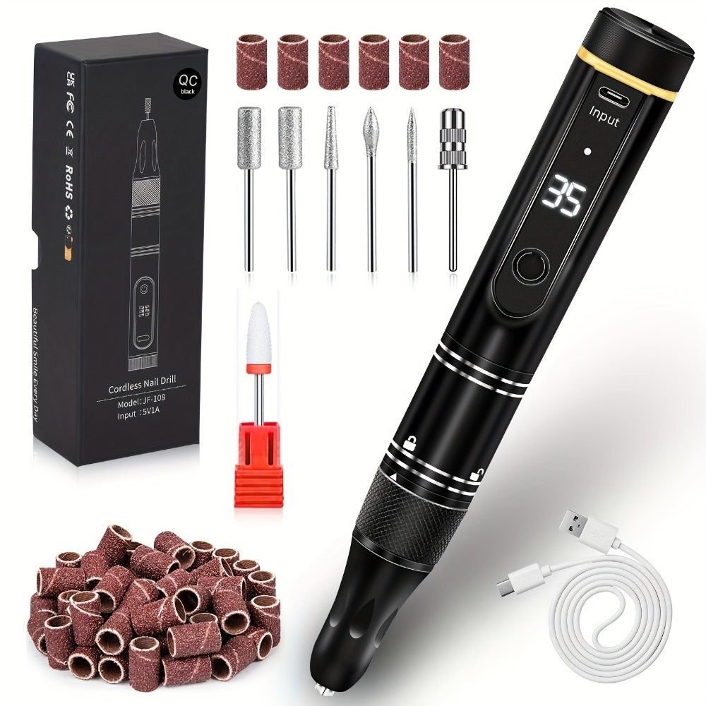 Electric Nail Drill 35000 RPM Rechargeable Pen with Digital Display, Forward Reverse and Three Colors — image 5