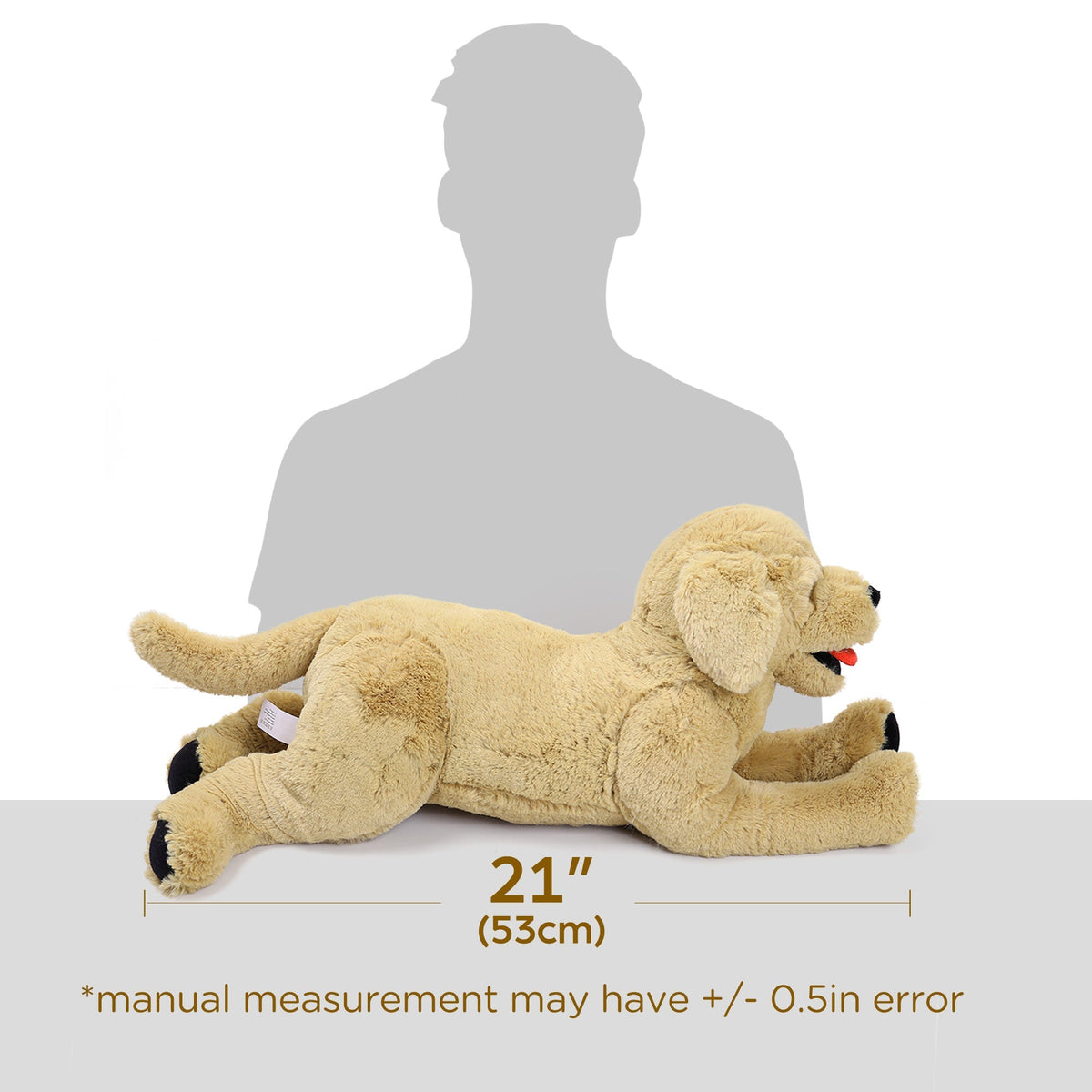 21-Inch Golden Retriever Plush Dog with Lying Pose, Tan Coat and Black Paw Details for Display — image 2
