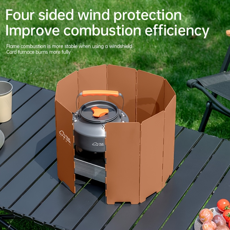 Camp Stove Windscreen, Folding Windshield Gas Stove Camping Outdoor for Bedside Audio, Alarms and Room Entertainment — image 